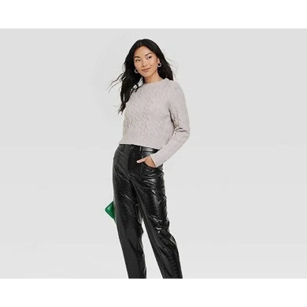 A New Day Faux Leather Pants Size 14 Black Croc Embossed High Rise NWT